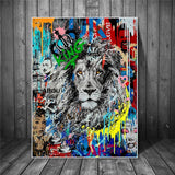 ChandeliersDecor.com-Wall Posters-Graffiti Art Lion Canvas Wall Art