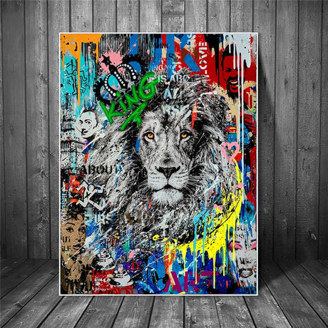 ChandeliersDecor.com-Wall Posters-Graffiti Art Lion Canvas Wall Art
