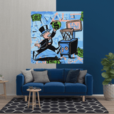 ChandeliersDecor.com-Monopoly Wall Poster-Graffiti Art Love Heart Money Basket Monopoly Making Money Canvas Wall Art