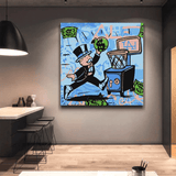 ChandeliersDecor.com-Monopoly Wall Poster-Graffiti Art Love Heart Money Basket Monopoly Making Money Canvas Wall Art
