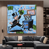 ChandeliersDecor.com-Monopoly Wall Poster-Graffiti Art Love Heart Money Basket Monopoly Making Money Canvas Wall Art