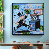 ChandeliersDecor.com-Monopoly Wall Poster-Graffiti Art Love Heart Money Basket Monopoly Making Money Canvas Wall Art