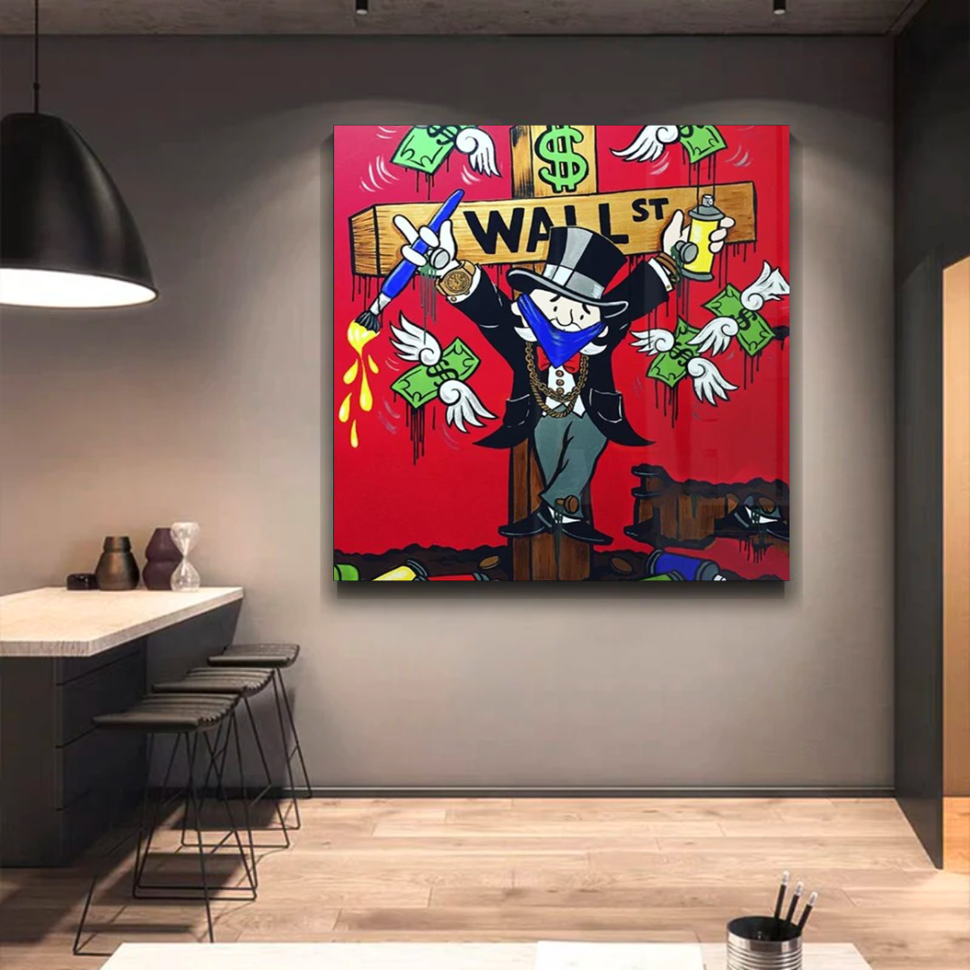 ChandeliersDecor.com-Monopoly Wall Poster-Graffiti Art Love Heart Money Monopoly Making Money Canvas Wall Art