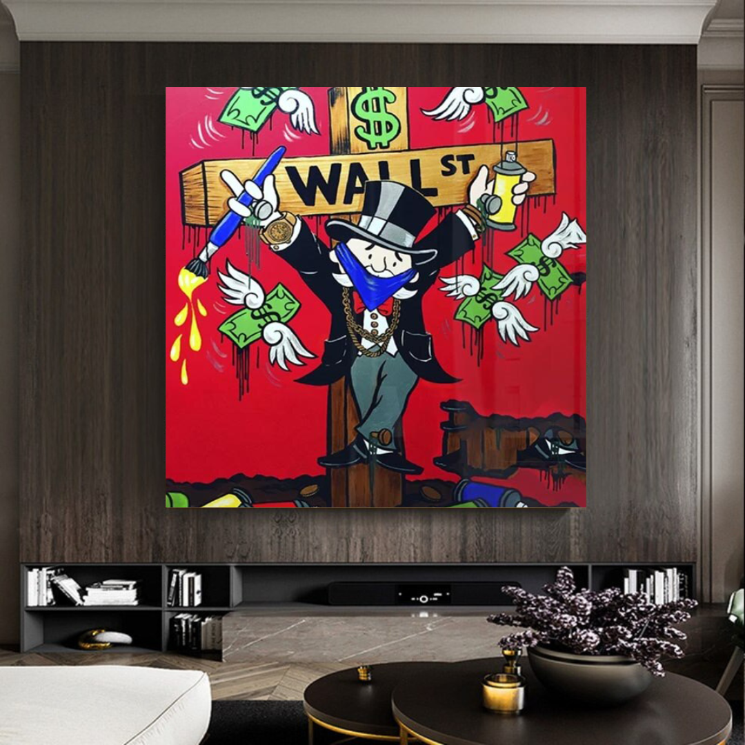 ChandeliersDecor.com-Monopoly Wall Poster-Graffiti Art Love Heart Money Monopoly Making Money Canvas Wall Art