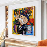 ChandeliersDecor.com-Monopoly Wall Poster-Graffiti Art Love Time Watch Monopoly Making Money Canvas Wall Art