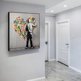 ChandeliersDecor.com-Wall Posters-Graffiti Art of Guy Behind The Love Canvas Wall Art