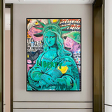 ChandeliersDecor.com-Wall Posters-Graffiti Art Sculpture Statue Of Liberty Canvas Wall Art