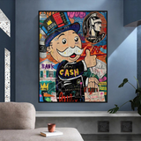 ChandeliersDecor.com-Monopoly Wall Poster-Graffiti Artwork Monopoly Rich Man Canvas Wall Art