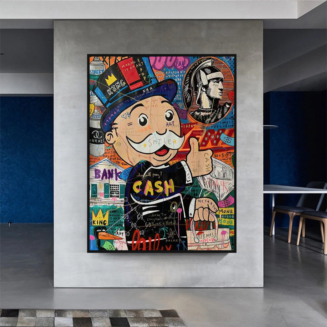 ChandeliersDecor.com-Monopoly Wall Poster-Graffiti Artwork Monopoly Rich Man Canvas Wall Art