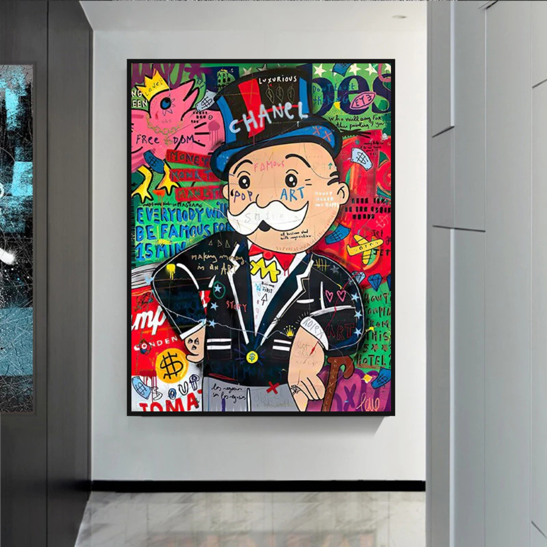 ChandeliersDecor.com-Monopoly Wall Poster-Graffiti Artwork Monopoly Rich Man Canvas Wall Art