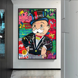 ChandeliersDecor.com-Monopoly Wall Poster-Graffiti Artwork Monopoly Rich Man Canvas Wall Art