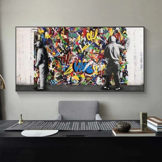 ChandeliersDecor.com-Banksy Wall Poster-Graffiti Banksy Paintings on The Wall Canvas Wall Art