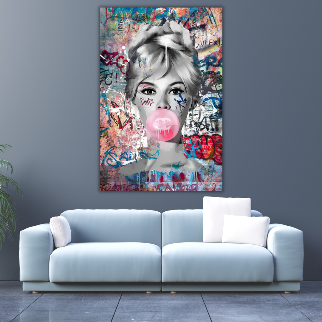 ChandeliersDecor.com-Wall Posters-Graffiti Chewing Gum Sexy Lady Canvas Wall Art