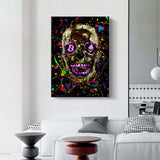 ChandeliersDecor.com-Wall Posters-Graffiti Colourful Skulls with Crown Canvas Wall Art