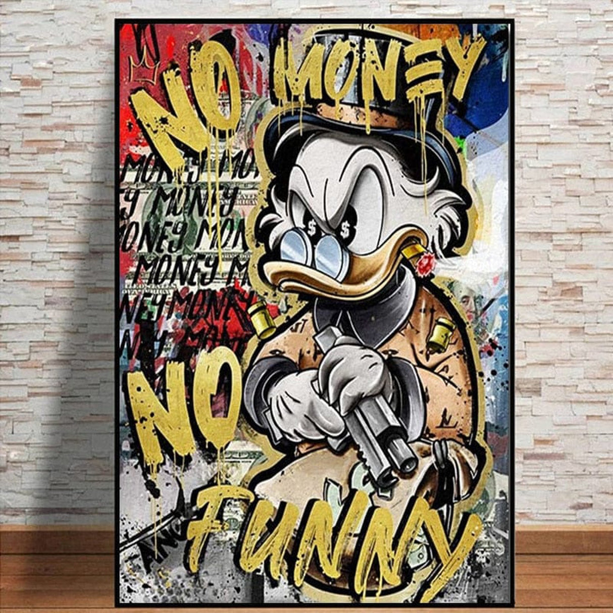 ChandeliersDecor.com-Scrooge McDuck Wall Art-Graffiti Disney Scrooge Mcduck No Money Canvas Wall Art