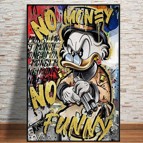 ChandeliersDecor.com-Scrooge McDuck Wall Art-Graffiti Disney Scrooge Mcduck No Money Canvas Wall Art