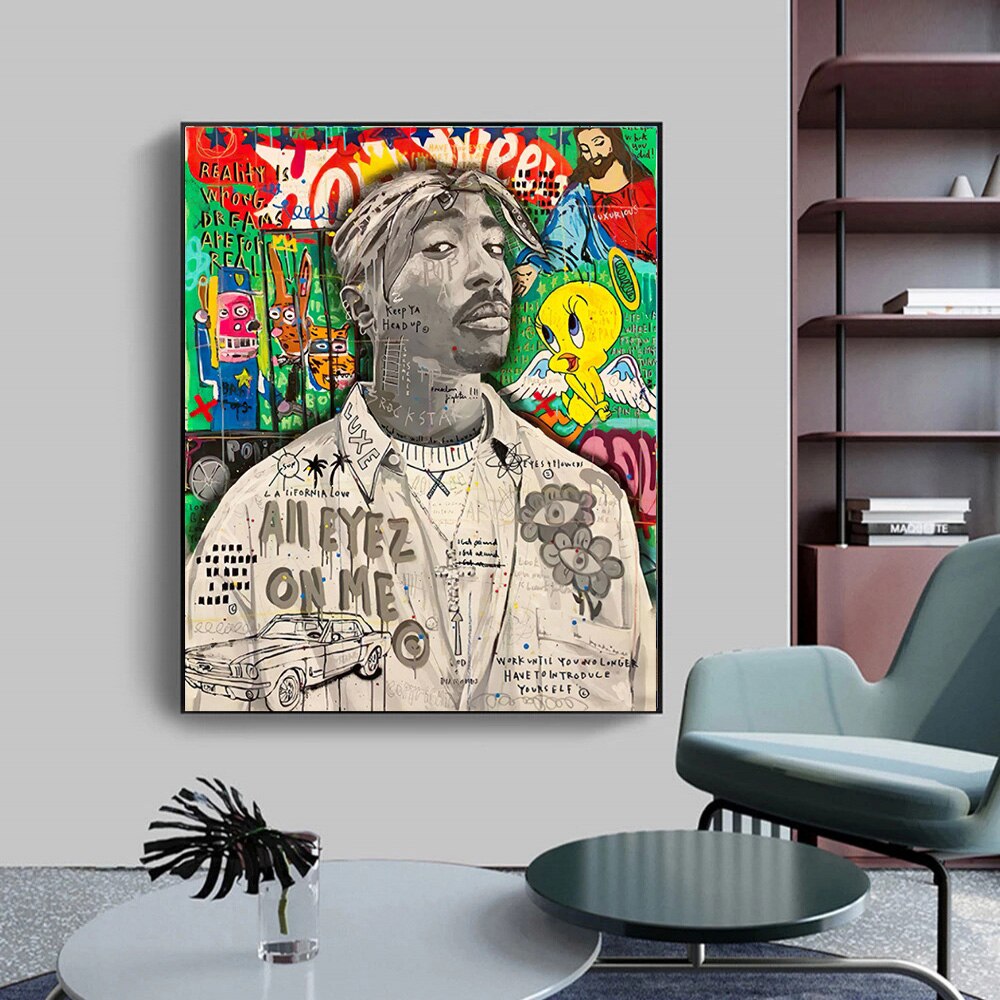 ChandeliersDecor.com-Musicians Wall Art-Graffiti Pop Art Singer Hip Hop Canvas Wall Art