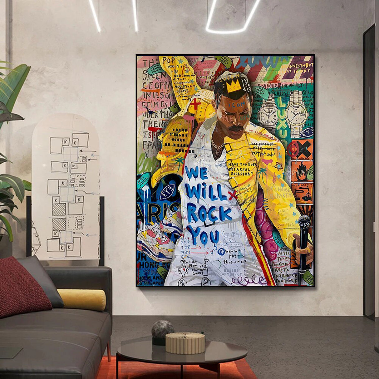 ChandeliersDecor.com-Musicians Wall Art-Graffiti Pop Art Singer Hip Hop Canvas Wall Art