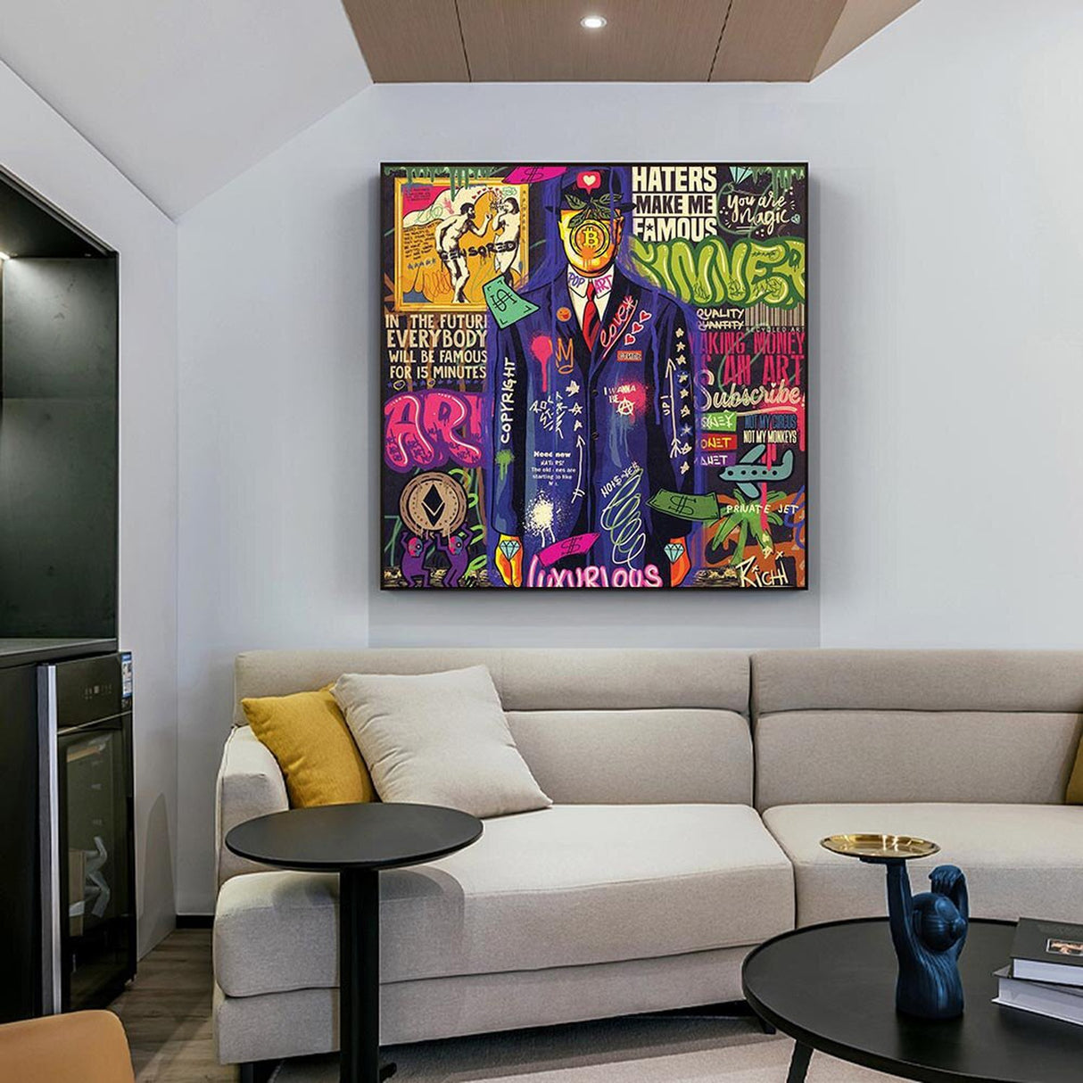 ChandeliersDecor.com-Wall Posters-Graffiti Wall Art Lovers Kiss Canvas Wall Art