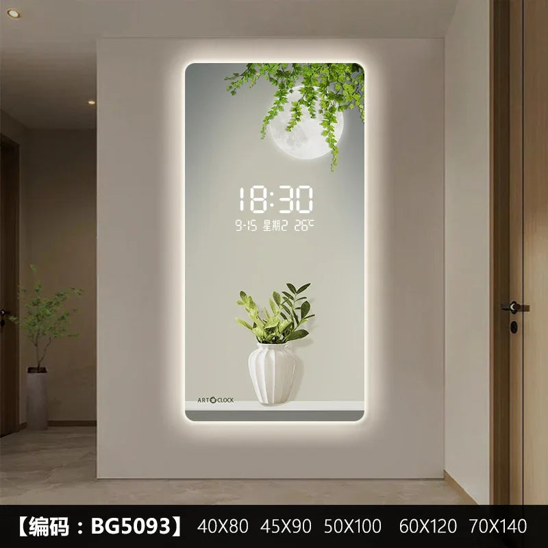 ChandeliersDecor.com-Wall Clocks-Green Plant Digital Plug-in Electronic Wall Clock