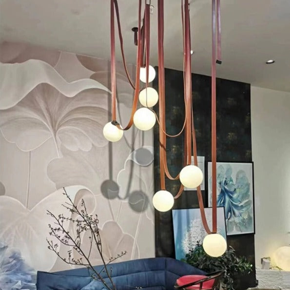 ChandeliersDecor.com-Staircase Chandelier-Hanging Belt Globes Chandelier
