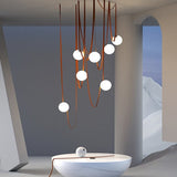ChandeliersDecor.com-Staircase Chandelier-Hanging Belt Globes Chandelier