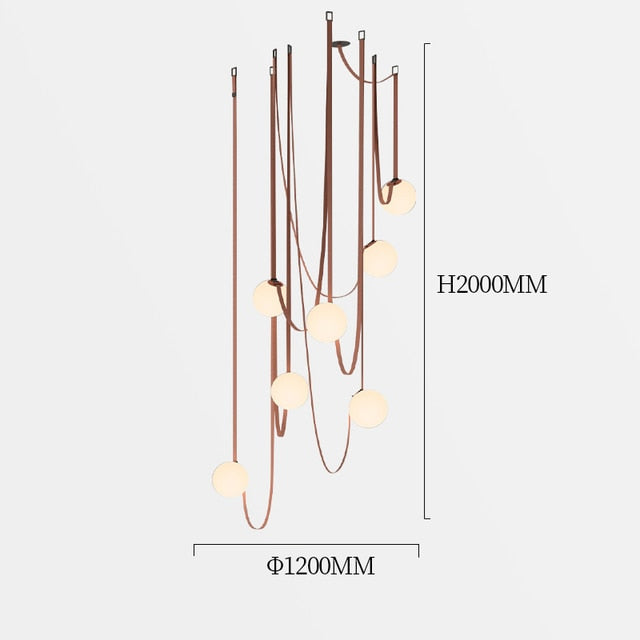 ChandeliersDecor.com-Staircase Chandelier-Hanging Belt Globes Chandelier