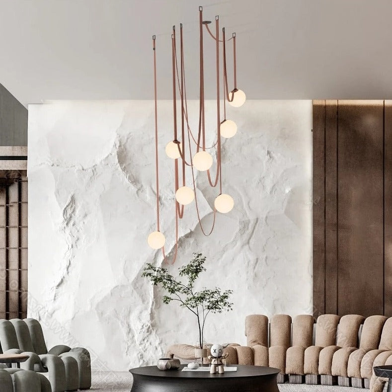 ChandeliersDecor.com-Staircase Chandelier-Hanging Belt Globes Chandelier