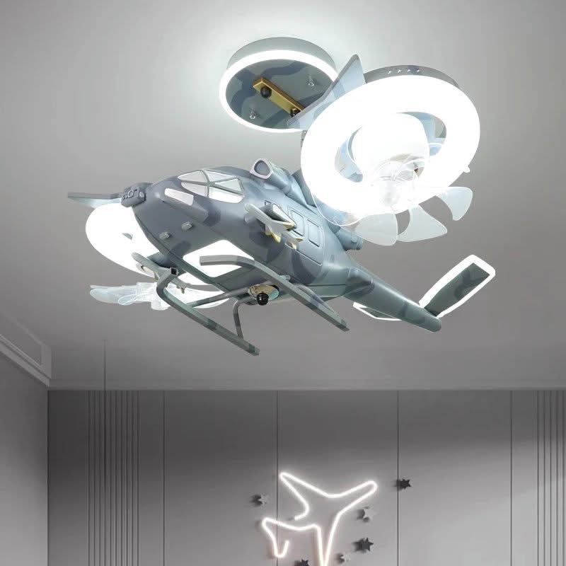 Helicopter with 2 fans Rotatable Kids Ceiling Light-ChandeliersDecor.com