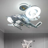 ChandeliersDecor.com-Kids Room Nursery Lighting-Helicopter with 2 fans Rotatable Kids Ceiling Light