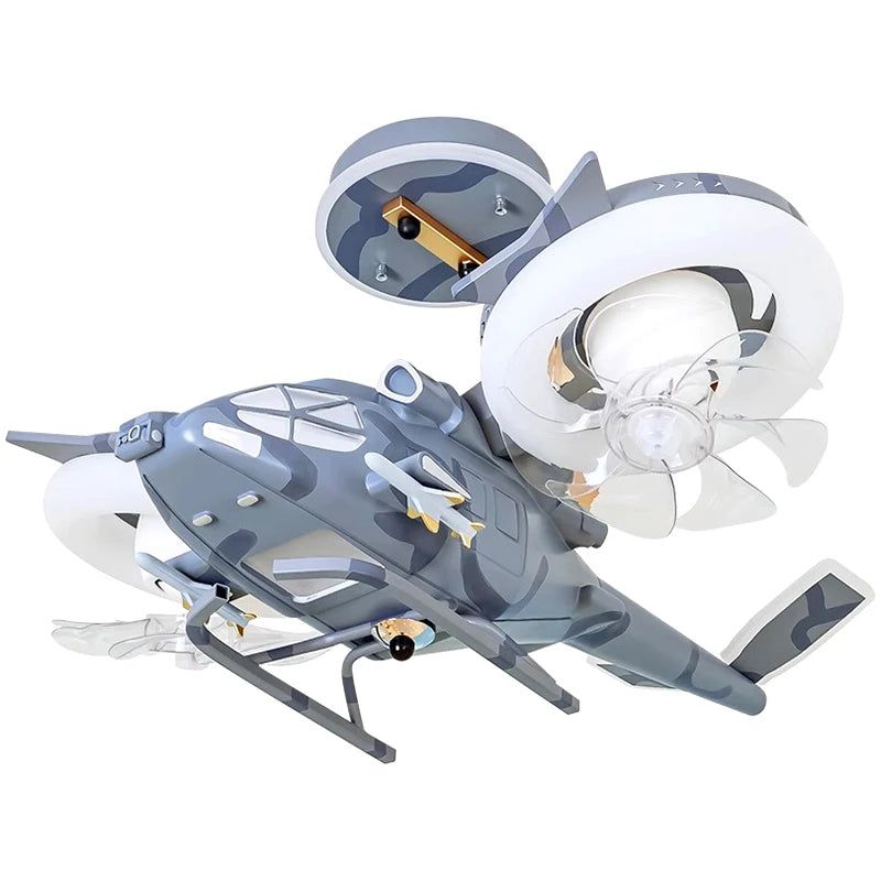 ChandeliersDecor.com-Kids Room Nursery Lighting-Helicopter with 2 fans Rotatable Kids Ceiling Light