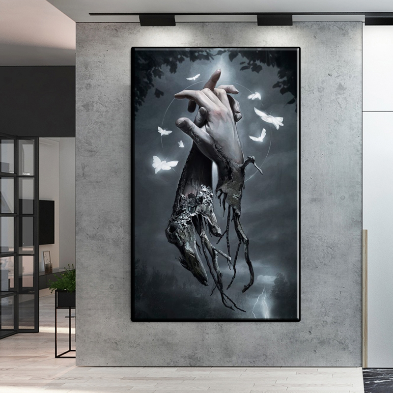 ChandeliersDecor.com-Wall Posters-Holding Hands Root Inspiration Artwork Canvas Wall Art