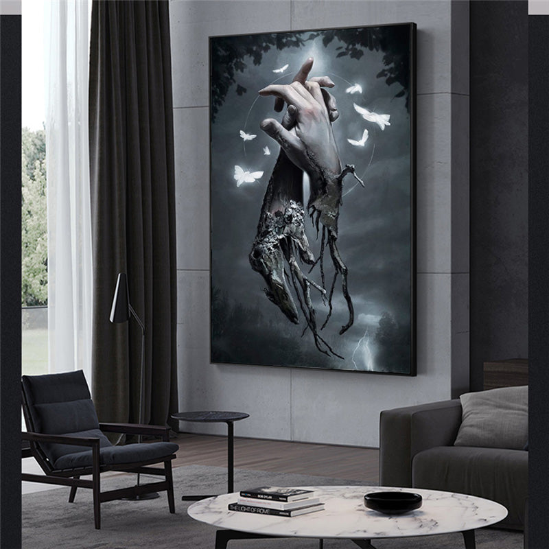 ChandeliersDecor.com-Wall Posters-Holding Hands Root Inspiration Artwork Canvas Wall Art