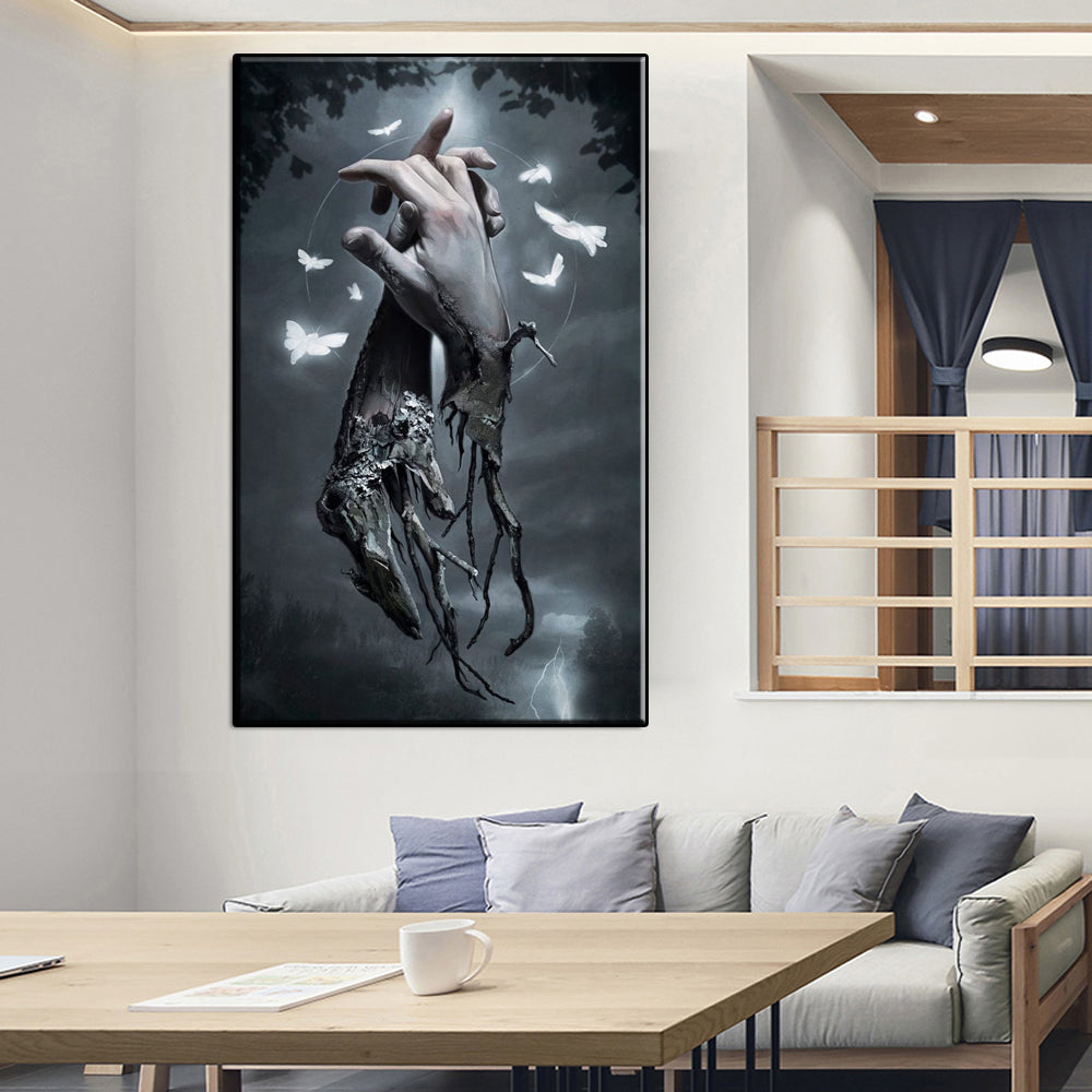 ChandeliersDecor.com-Wall Posters-Holding Hands Root Inspiration Artwork Canvas Wall Art