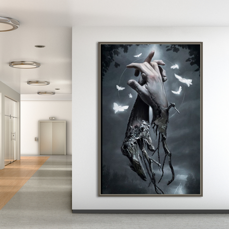 ChandeliersDecor.com-Wall Posters-Holding Hands Root Inspiration Artwork Canvas Wall Art