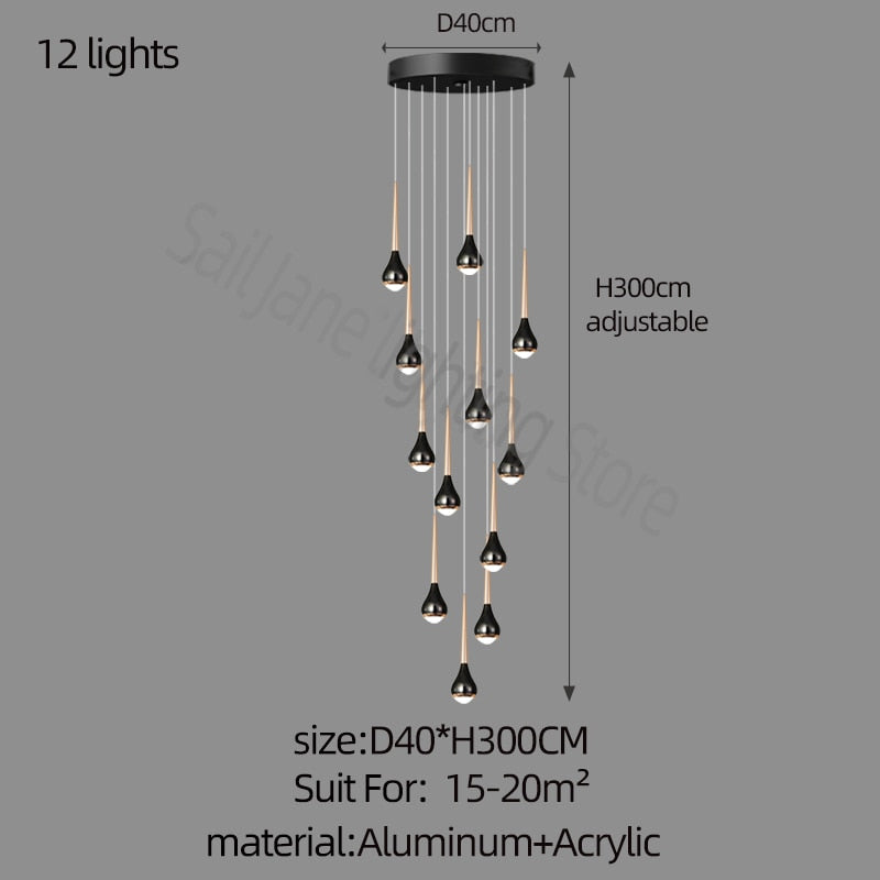 ChandeliersDecor.com-Staircase Chandelier-Hollow High Chandelier Light