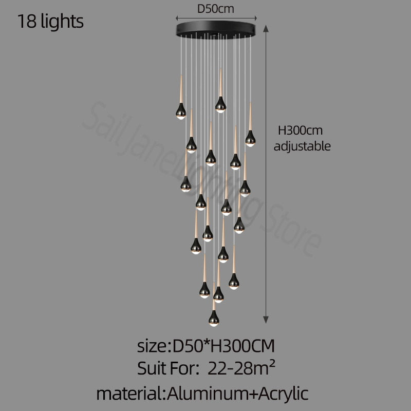 ChandeliersDecor.com-Staircase Chandelier-Hollow High Chandelier Light