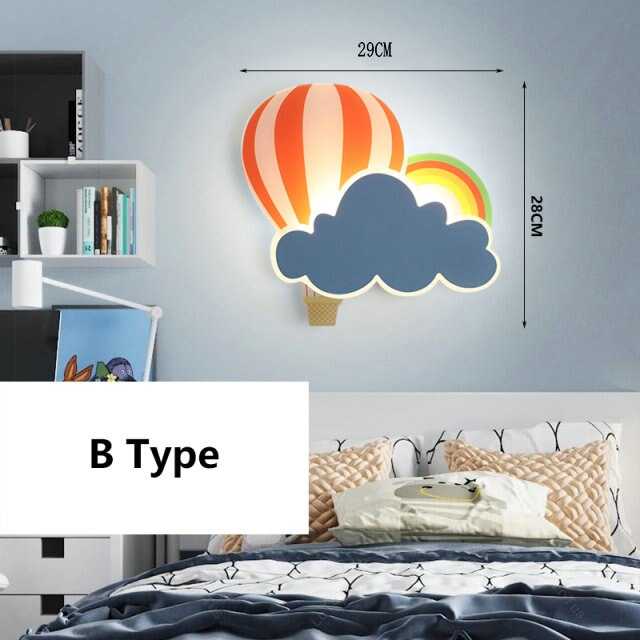 ChandeliersDecor.com-Kids Room Nursery Lighting-Hot Air Balloon Cloud Wall Light | Kids Room Hot Air Balloon Cloud Wall Light