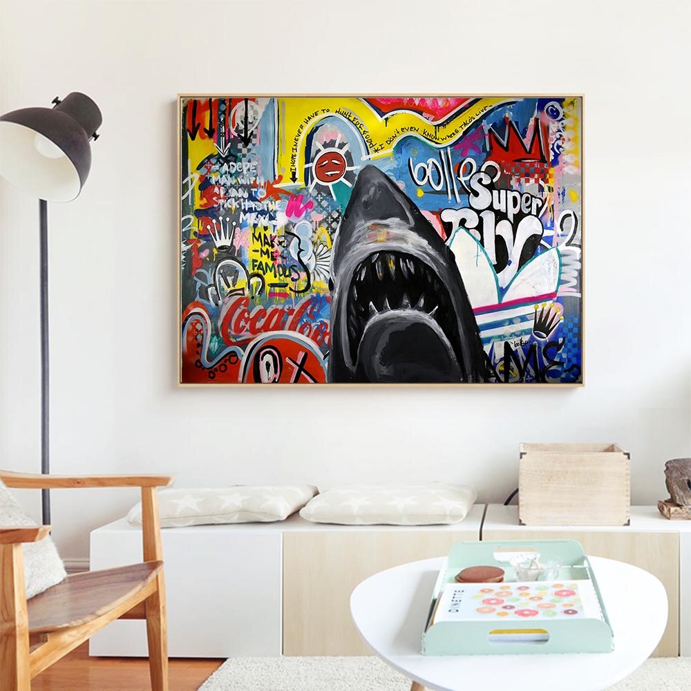 ChandeliersDecor.com-Wall Posters-Hungry Shark Canvas Wall Art