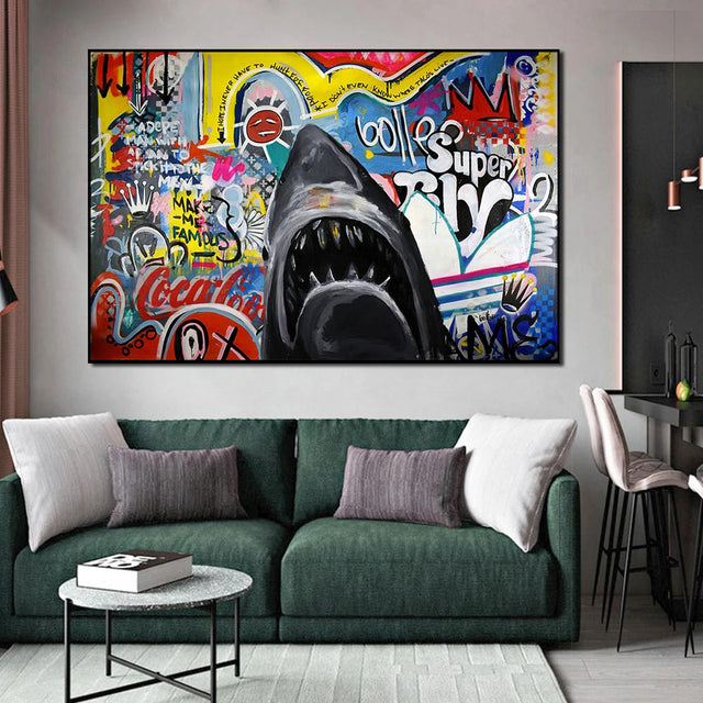 ChandeliersDecor.com-Wall Posters-Hungry Shark Canvas Wall Art