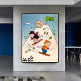 ChandeliersDecor.com-Monopoly Wall Poster-Ice Skating in Alps - Mr Monopoly and Richie Wall Art