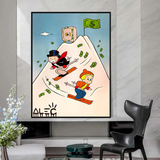 ChandeliersDecor.com-Monopoly Wall Poster-Ice Skating in Alps - Mr Monopoly and Richie Wall Art