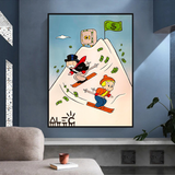 ChandeliersDecor.com-Monopoly Wall Poster-Ice Skating in Alps - Mr Monopoly and Richie Wall Art