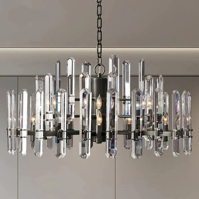 Illuminate Your Space with the K9 Crystal Brass Metal Chrome Black Chandelier-ChandeliersDecor.com