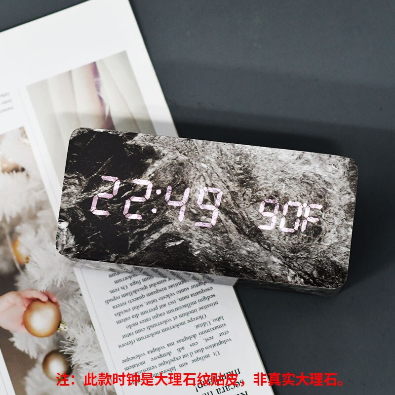 ChandeliersDecor.com-Wall Clocks-Imitation Pattern Electronic - Marble Alarm Clock