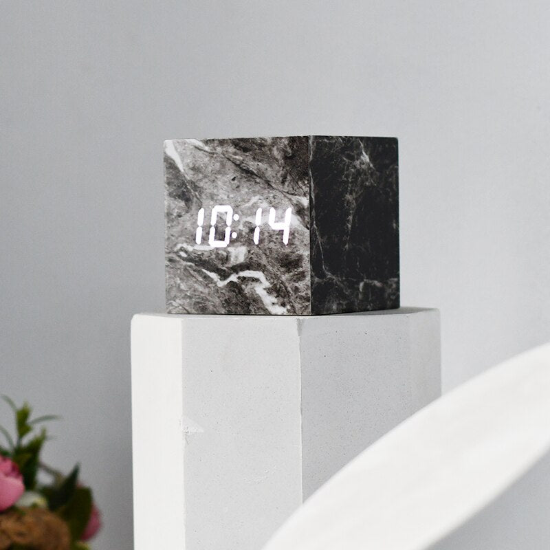 ChandeliersDecor.com-Wall Clocks-Imitation Pattern Electronic - Marble Alarm Clock
