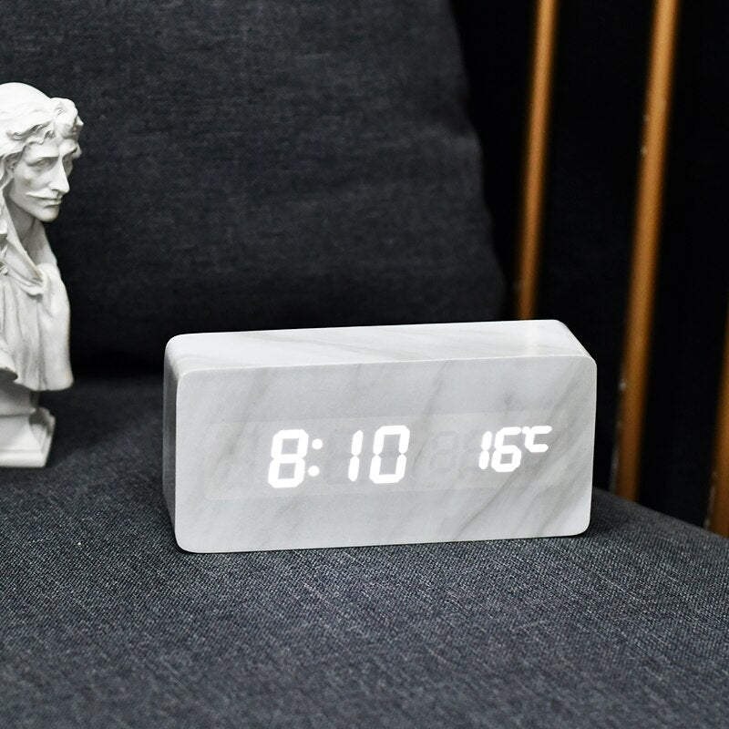 ChandeliersDecor.com-Wall Clocks-Imitation Pattern Electronic - Marble Alarm Clock