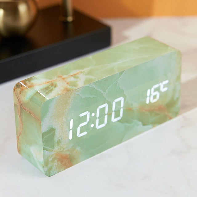 ChandeliersDecor.com-Wall Clocks-Imitation Pattern Electronic - Marble Alarm Clock