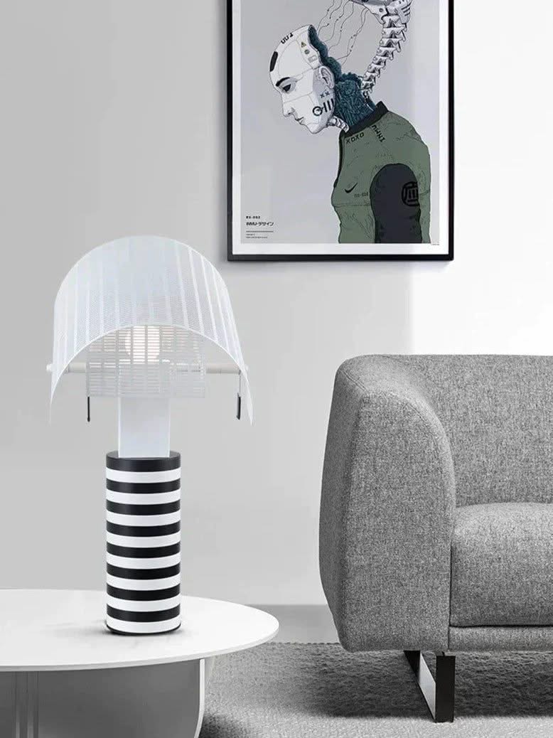 Italian Shogun Table Lamp: Modern Stripe Grid Desk Light-ChandeliersDecor.com