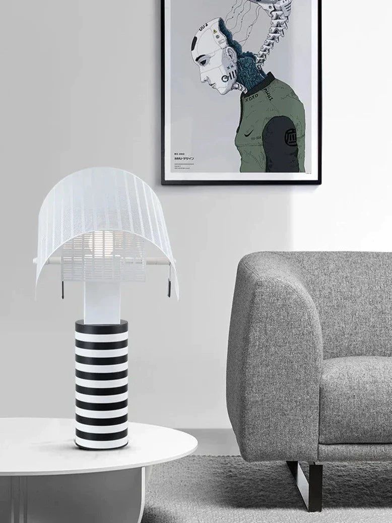 ChandeliersDecor.com-Table Lamp-Italian Shogun Table Lamp: Modern Stripe Grid Desk Light